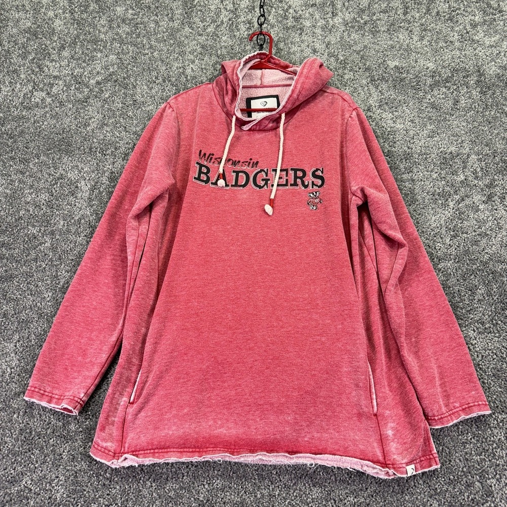 Wisconsin Badgers Sweatshirt Womens XL Red NCAA Football Colosseum Hoodie